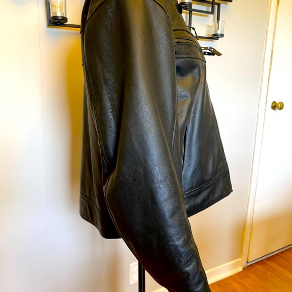 Mens Olympia black bishop leather jacket - Picture 2 of 10
